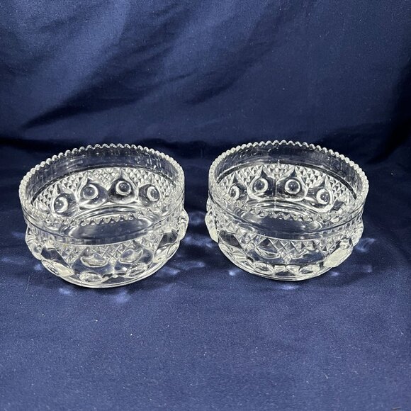 Other - Vintage Clear Pressed Glass Trinket Dishes Set Of 2 Round Cut Crystal Style Eleg